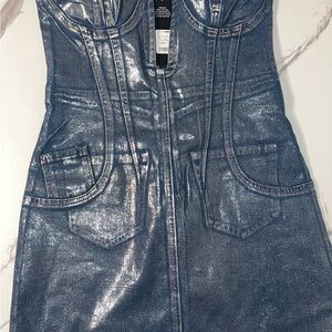 Shiny Denim Corset Dress